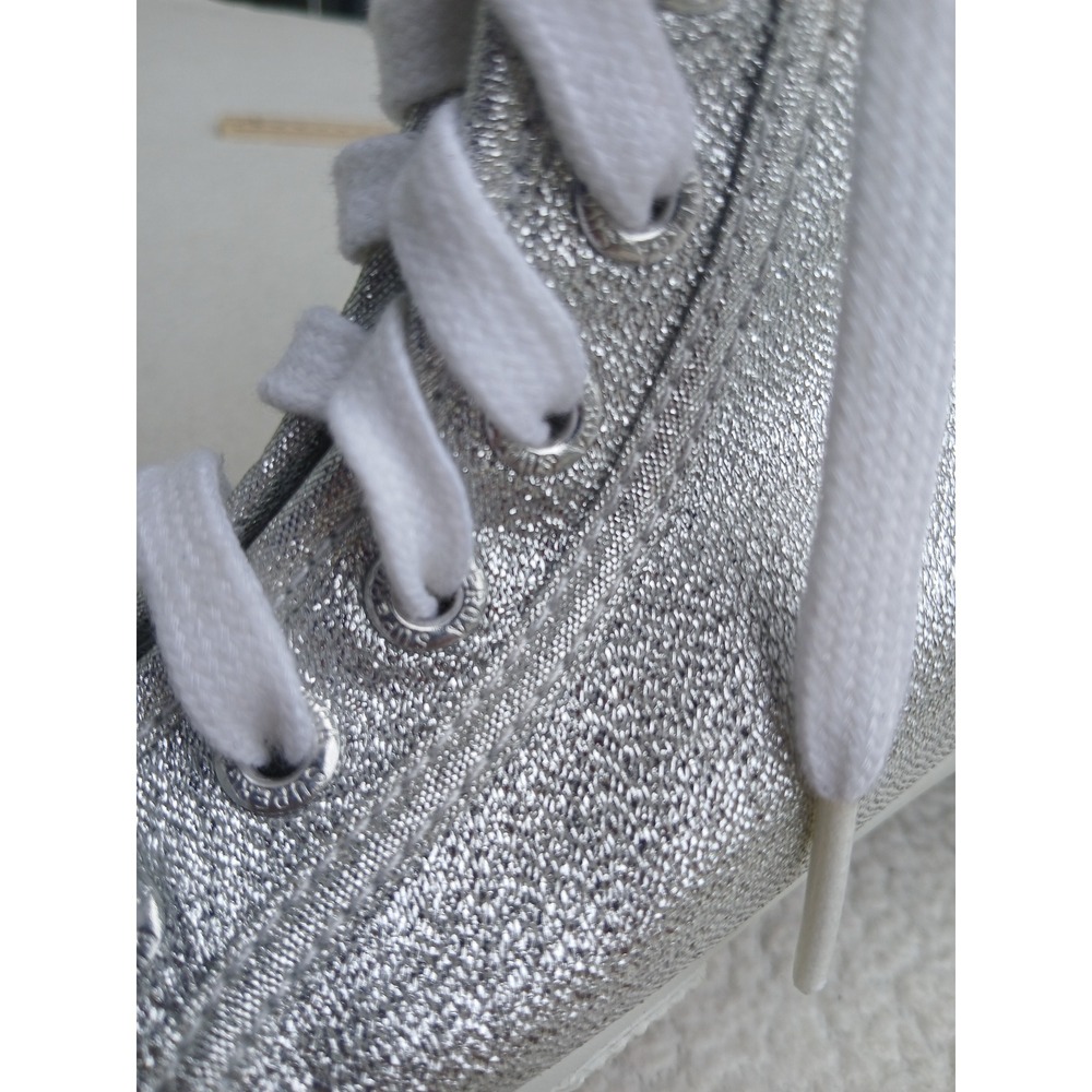 Superga High Top Sneakers Womens 6 Silver Good Studded Metallic S007U50 - Picture 3 of 9
